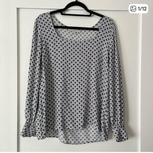 LOFT Black and White Patterened Blouse